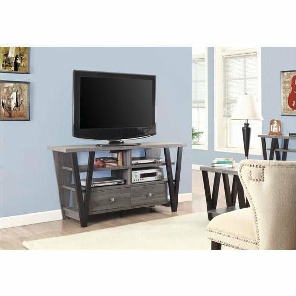 2-Drawer TV Console Black And Grey - HER Home Design Boutique